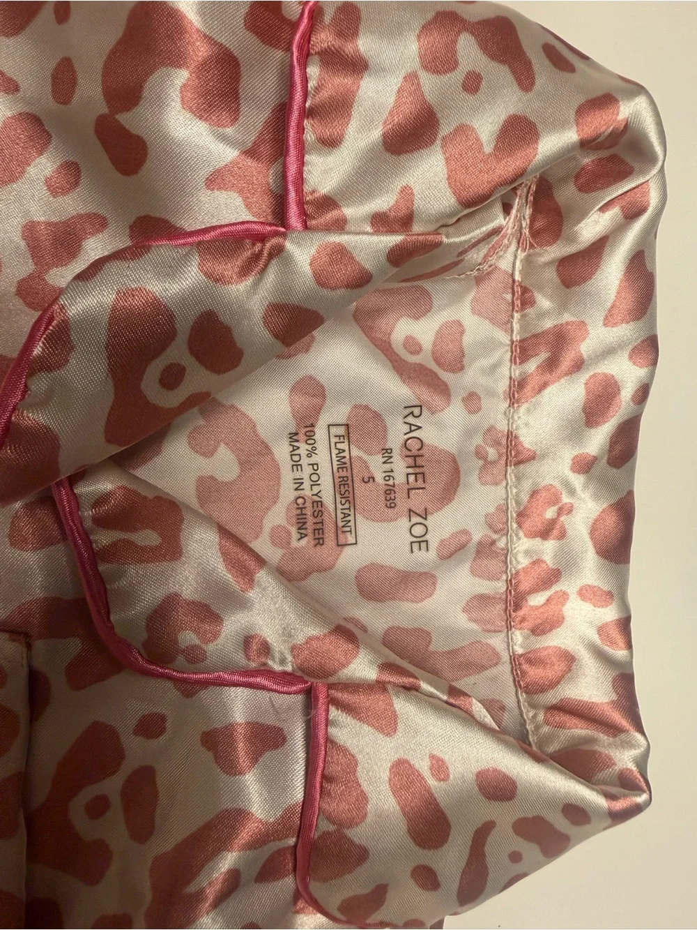 Rachel Zoe Pink Leopard Satin Loungewear Set